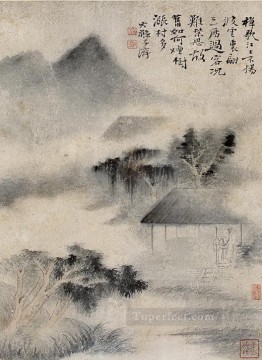  niebla Obras - Árboles de Shitao en la niebla chino antiguo